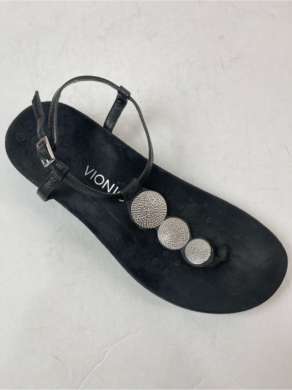 Vionic Women Lizbeth BackStrap Sandals Sz US 9 Black Silver Orthotic